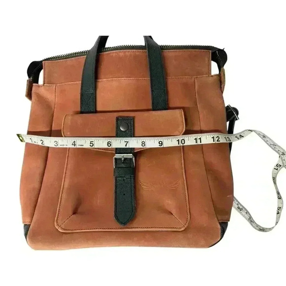 ORNAS LEATHER Mini SWAN Red Cognac Everyday leather backpack Button Zip Closure - Picture 12 of 16